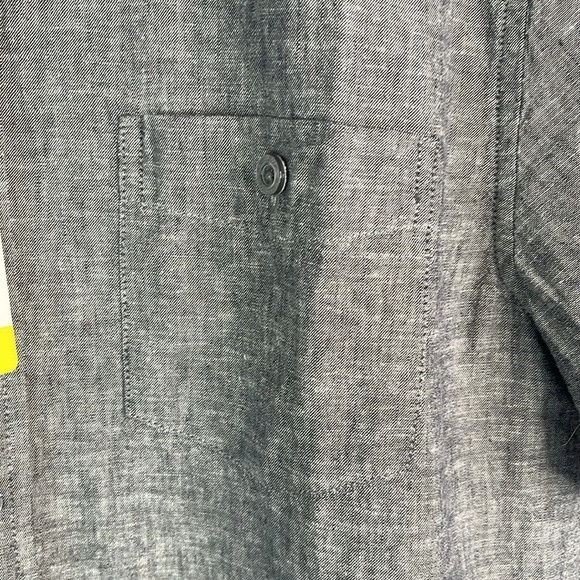 WEATHERPROOF NWT Mens Linen Grey Mix Short Sleeve Button Down Shirt Preppy S - Picture 7 of 14